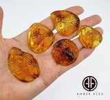 Cognac Amber Carved Aries & Goat Cabochons