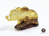 Fossil Amber Carved Bear Figurine