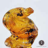Cognac Amber Carved Lizard Figurine