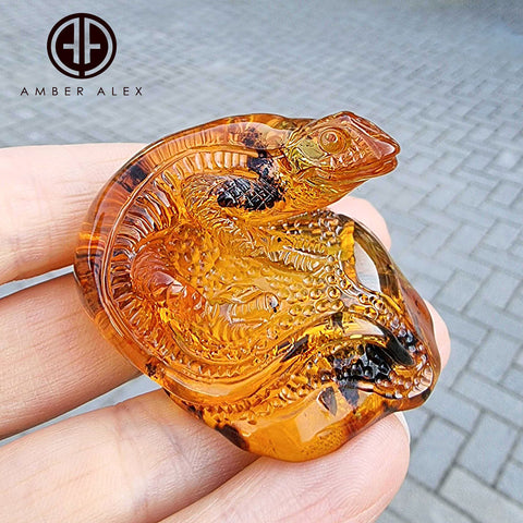 Cognac Amber Carved Lizard Figurine