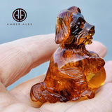 Cognac Amber Carved Dog Figurine