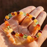 Multi-Color Amber Baroque Beads Stretch Bracelet