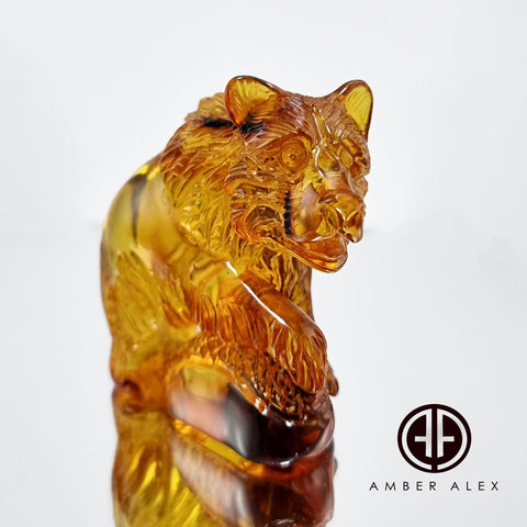 Cognac Amber Carved Bear Figurine