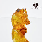 Cognac Amber Carved Boar Figurine
