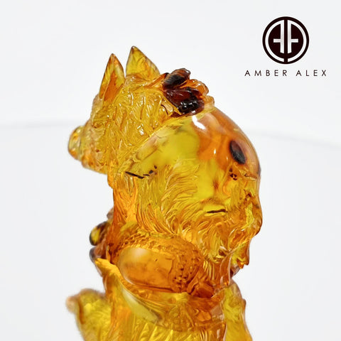 Cognac Amber Carved Boar Figurine