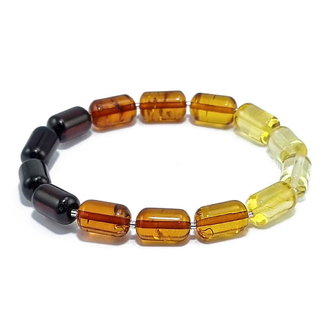 Gradient Amber Barrel Beads Stretch Bracelet