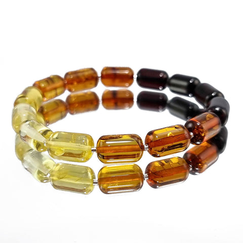 Gradient Amber Barrel Beads Stretch Bracelet