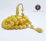 White With Yellow Amber Round Shape 11.5mm Islamic Prayer Beads