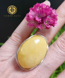Milky Amber Free Shape Adjustable Ring Sterling Silver