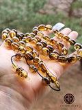 Transparent With Fossil Amber Olive 14x11 mm Islamic Prayer Beads
