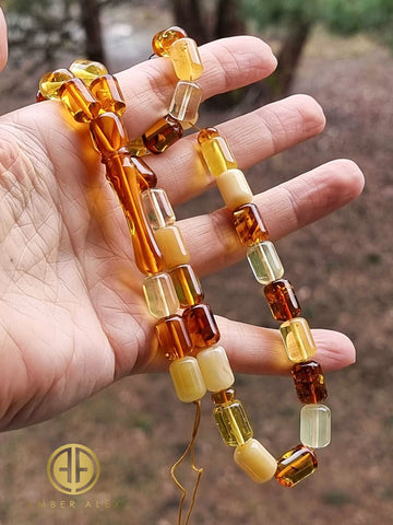 Multi-Color Amber Barrel Shape 8.5mm Islamic Prayer Beads