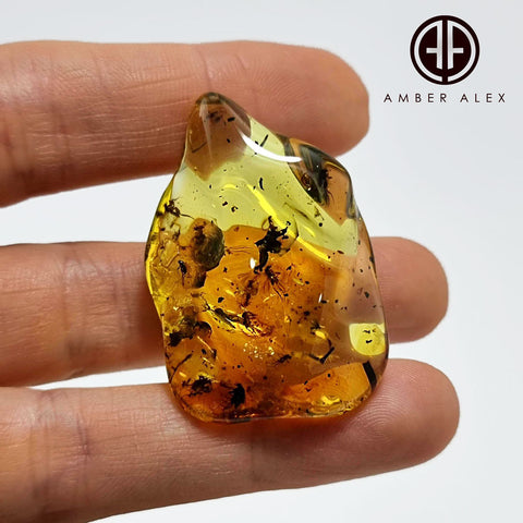 Natural Amber Wave Shape Stone With Insects