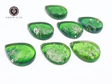 Green Amber Drop Shape Calibrated Cabochons