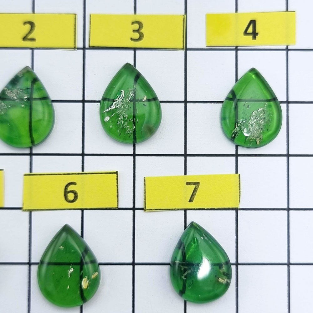 Green Amber Drop Shape Calibrated Cabochons