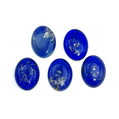 Blue Amber Oval Shape Calibrated Cabochons