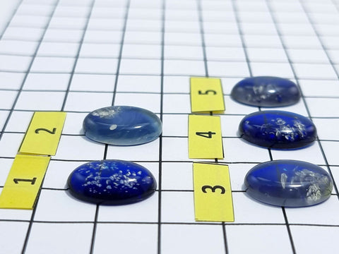 Blue Amber Oval Shape Calibrated Cabochons