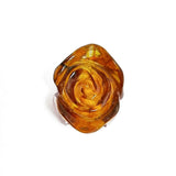 Cognac Amber Carved Rose Charm Bead