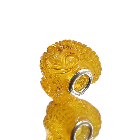 Cognac Amber Carved Snakes Charm Bead