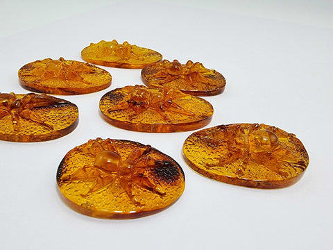 Cognac Amber Carved Spider Cabochons