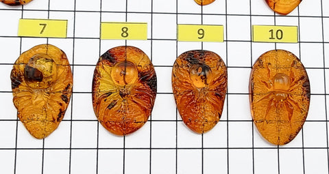 Cognac Amber Carved Spider Cabochons