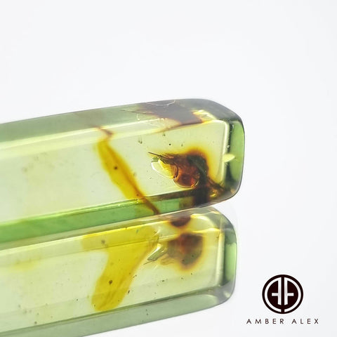 Green Amber Rectangular Free Shape Cabochons