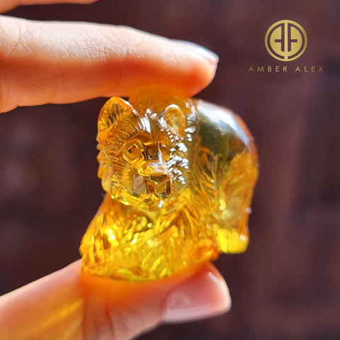 Cognac Amber Carved Bear Figurine