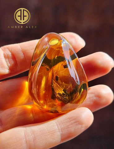 Cognac Amber Free Shape Stone With Insects