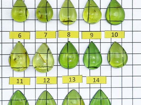 Green Amber Drop Shape Cabochons