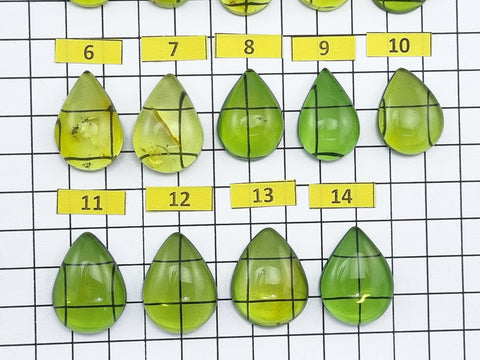 Green Amber Drop Shape Cabochons