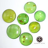 Green Amber Handmade Round Shape Cabochons