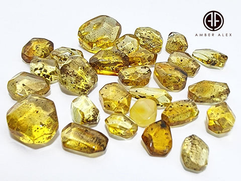 Fossil Amber Crystal Cut Shape Stones