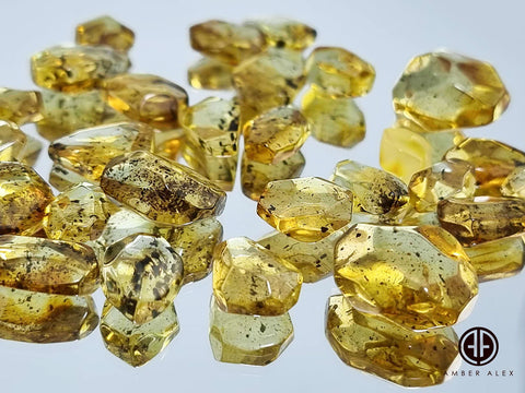 Fossil Amber Crystal Cut Shape Stones