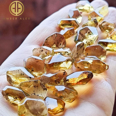 Fossil Amber Crystal Cut Shape Stones