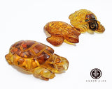 Cognac Amber Carved Turtle Figurine