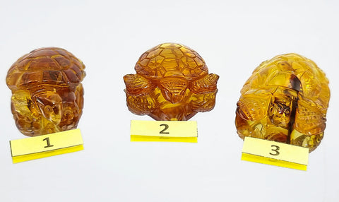 Cognac Amber Carved Turtle Figurine