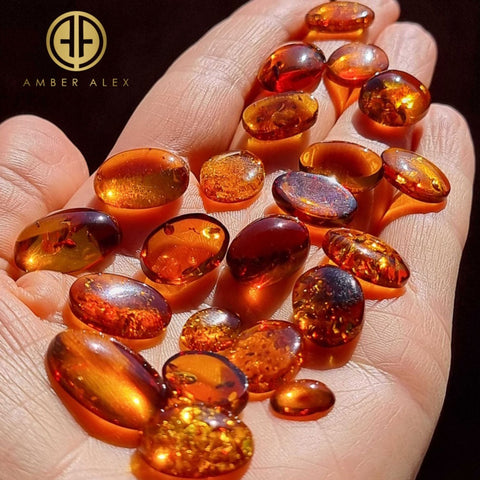 Cognac Amber Free Shape Cabochons Set