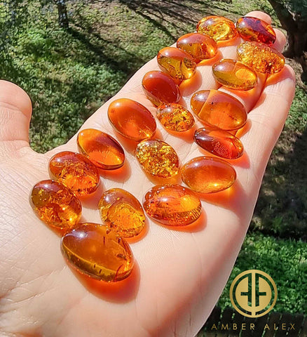 Cognac Amber Free Shape Cabochons Set