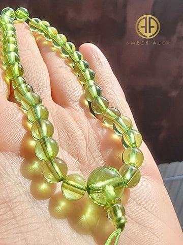 Green Amber Round Beads Juzu Nenju Buddhist Prayer