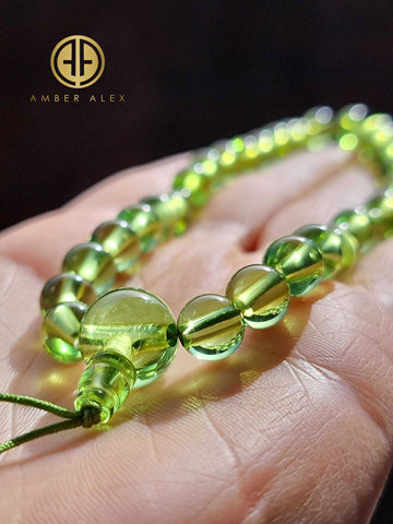 Green Amber Round Beads Juzu Nenju Buddhist Prayer