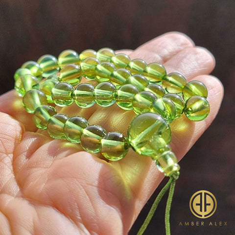 Green Amber Round Beads Juzu Nenju Buddhist Prayer