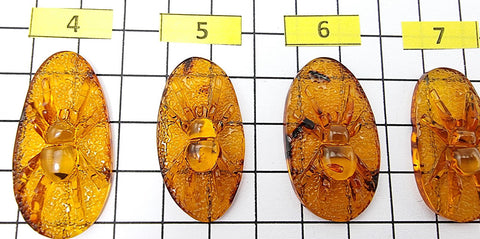 Cognac Amber Carved Spider Cabochons