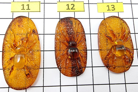 Cognac Amber Carved Spider Cabochons