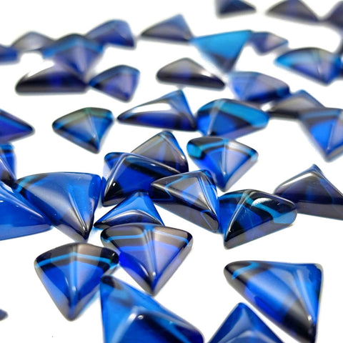 Blue Amber Triangle Cabochons