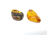 Cognac & Fossil Amber Carved Fishes Cabochons
