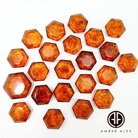 Cognac Amber Faceted Hexagon Shape Stone