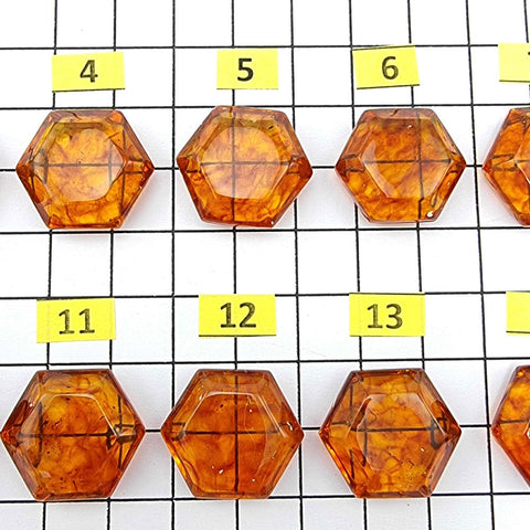 Cognac Amber Faceted Hexagon Shape Stone