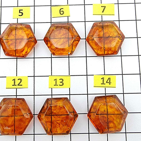 Cognac Amber Faceted Hexagon Shape Stone