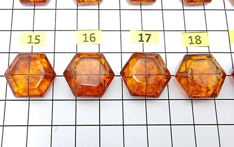 Cognac Amber Faceted Hexagon Shape Stone