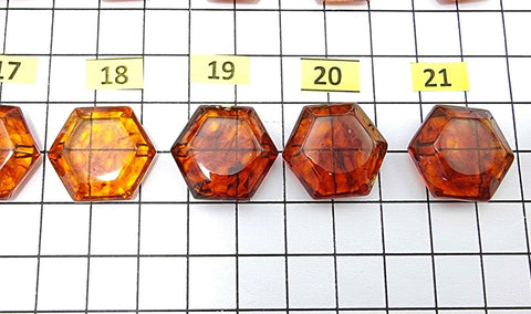 Cognac Amber Faceted Hexagon Shape Stone