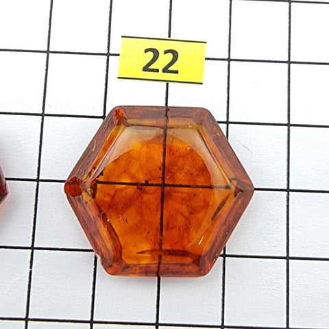 Cognac Amber Faceted Hexagon Shape Stone